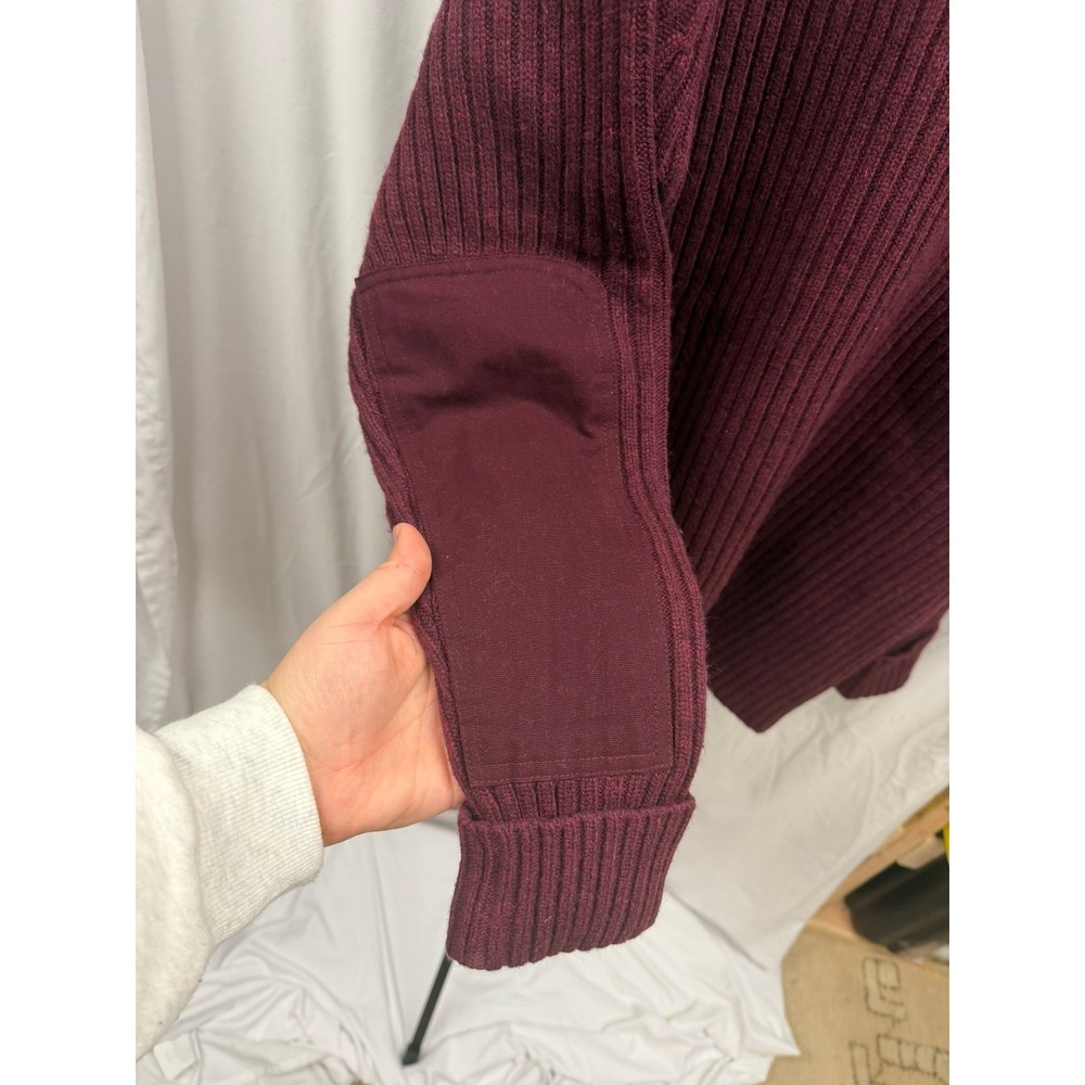 LL Bean Vintage Men's XXL 100% Merino Wool Burgundy Ribbed Knit Crewneck Sweater - Picture 3 of 7
